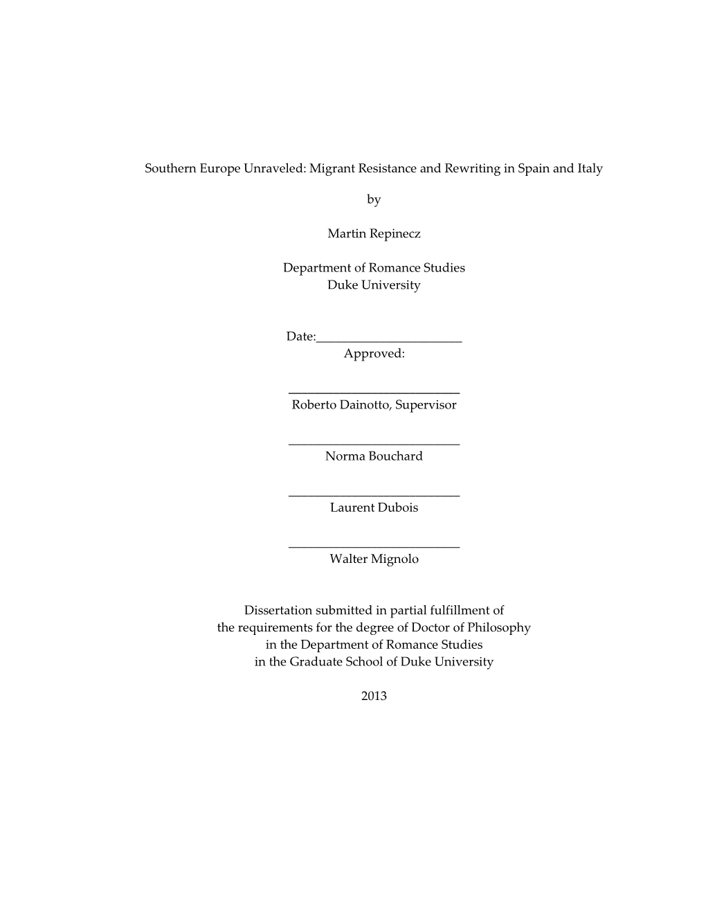 Duke University Dissertation Template