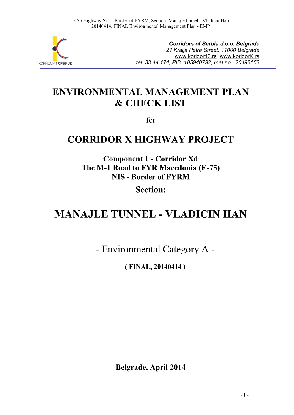 Environmental Management Plan - EMP