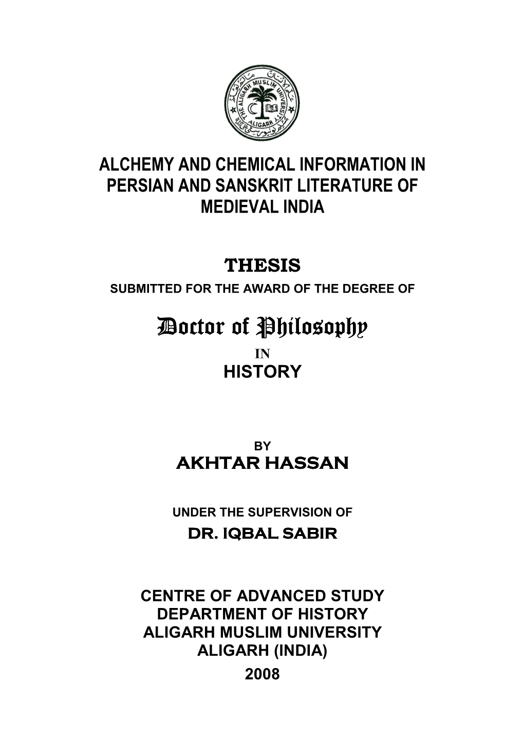 Alchemy and Chemical Theories 26-59