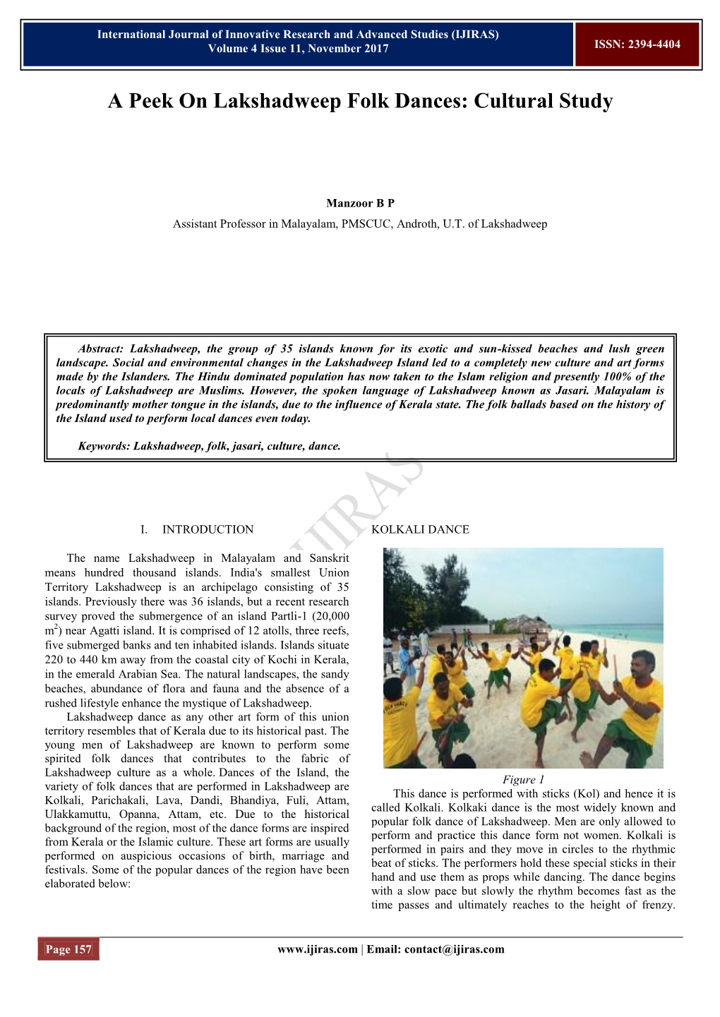 A Peek on Lakshadweep Folk Dances: Cultural Study