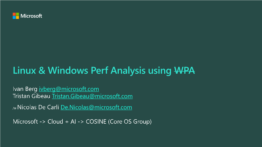 Linux & Windows Perf Analysis Using