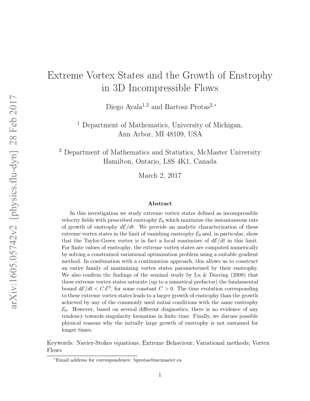 Extreme Vortex States and the Growth of Enstrophy in 3D Incompressible Flows