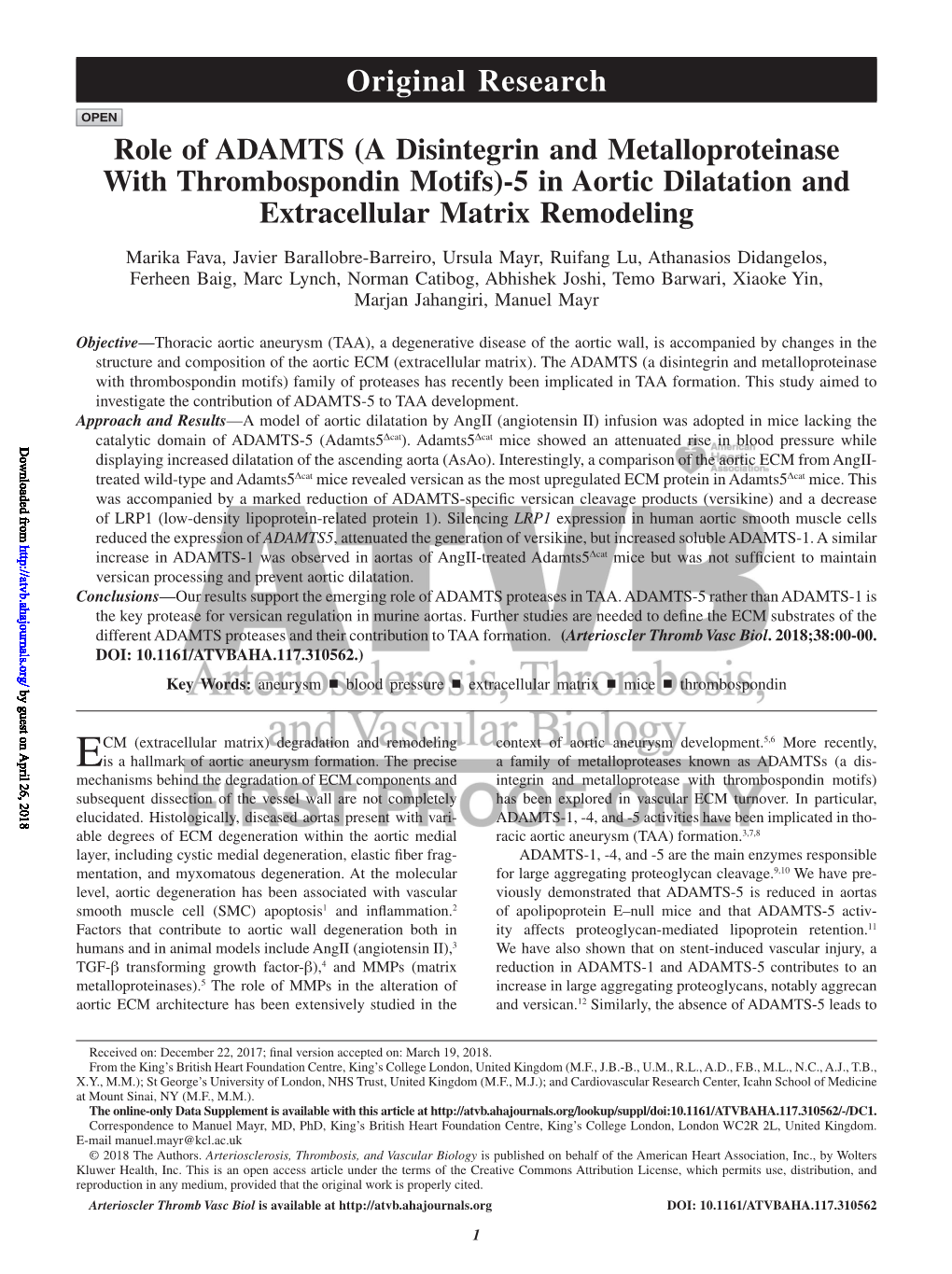 5 in Aortic Dilatation and Extracellular Matrix Remodeling