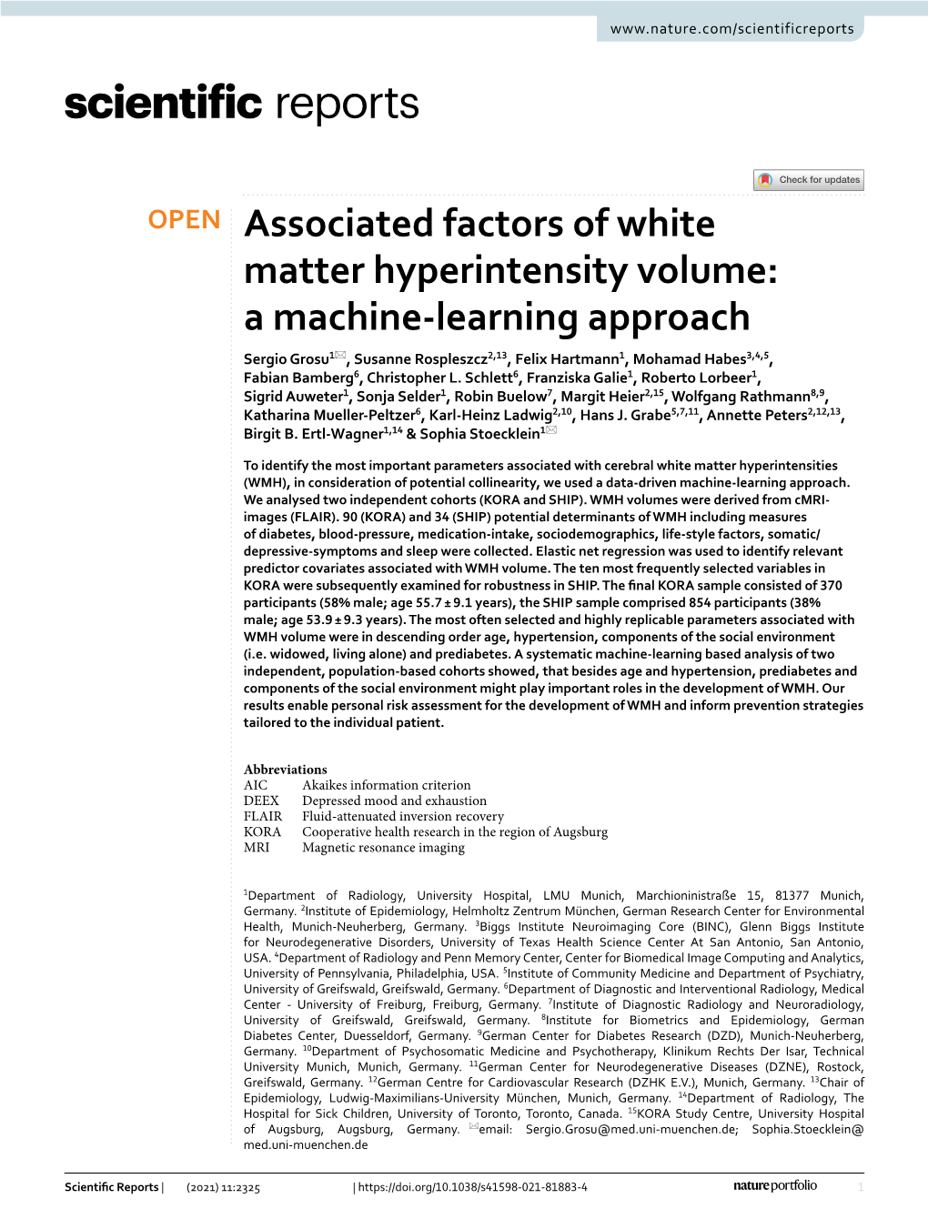 Associated Factors of White Matter Hyperintensity Volume