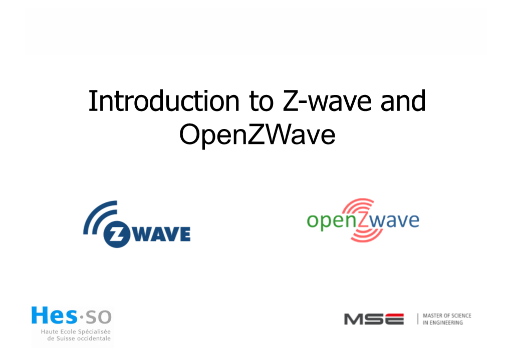 Introduction to Z-Wave and Openzwave