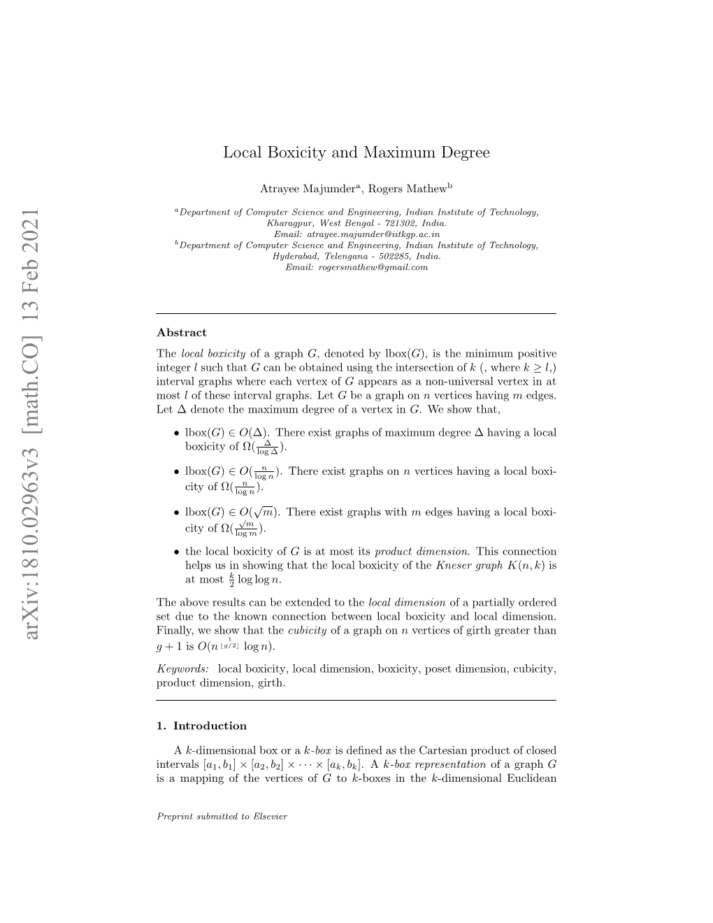 Local Boxicity and Maximum Degree