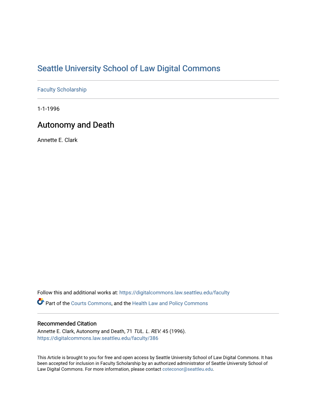 Autonomy and Death