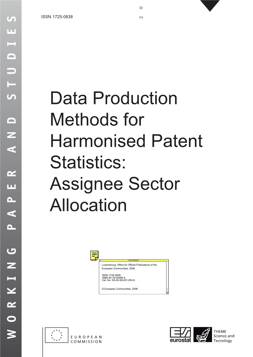 Data Production Methods for Harmonised Patent Statistics