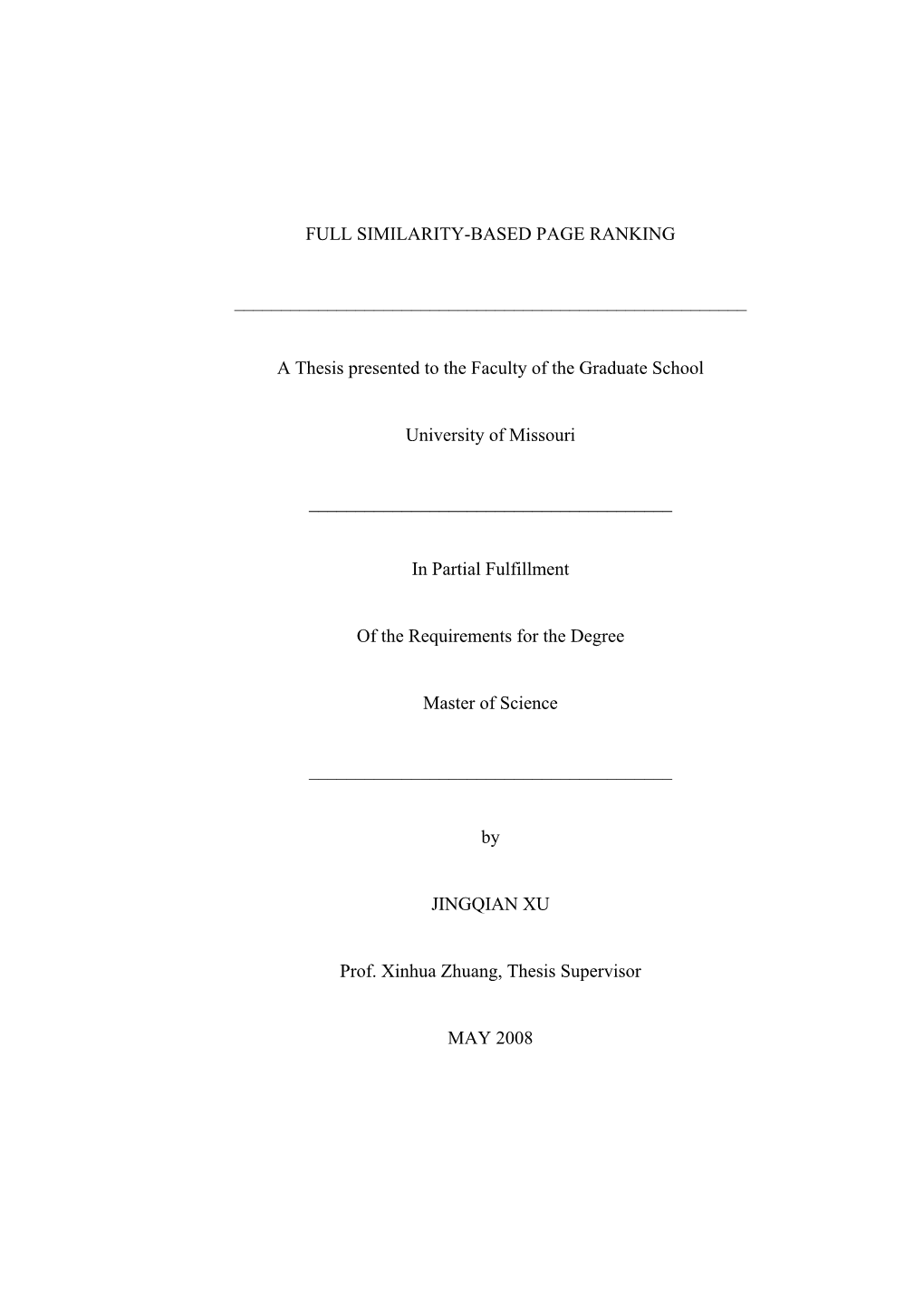 Full Similarity-Based Page Ranking