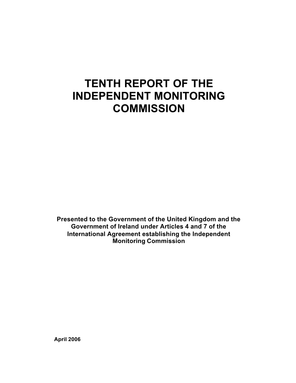 Tenth Report of the Independent Monitoring Commission (PDF