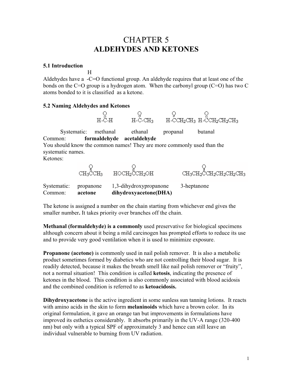 Chapter 5 Aldehydes and Ketones