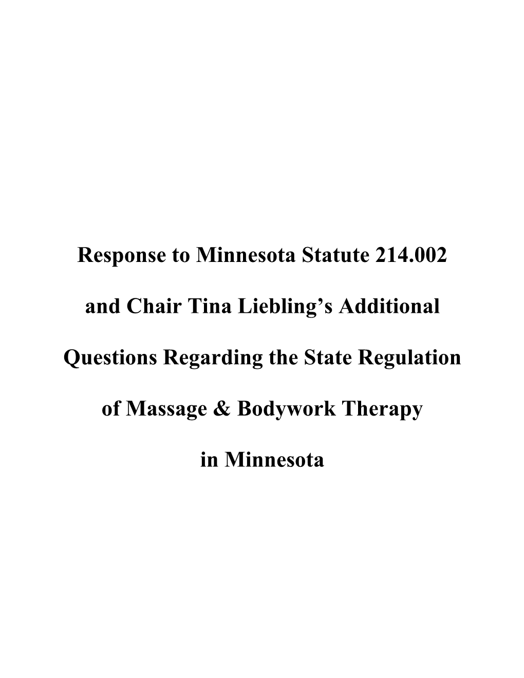 Massage Therapist Questionnaire Response