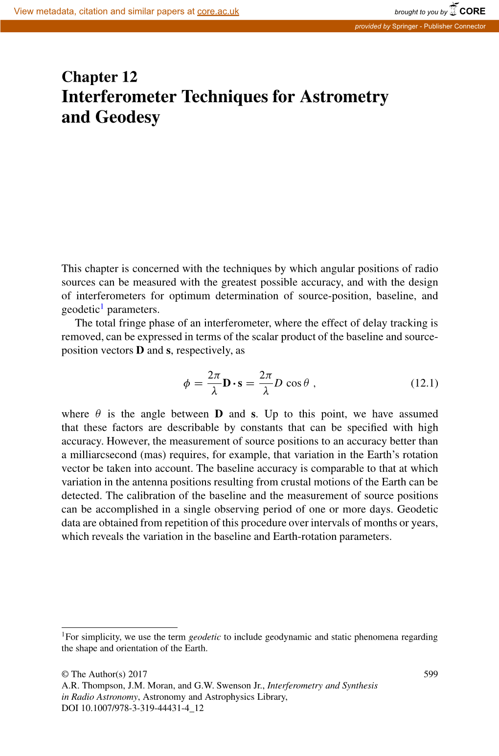 Interferometer Techniques for Astrometry and Geodesy