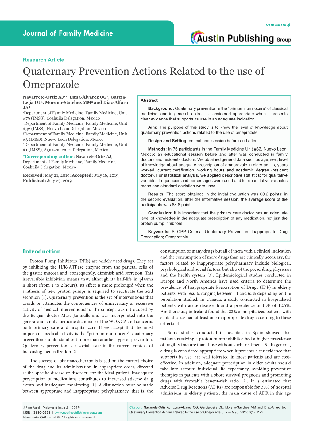 Quaternary Prevention Actions Related to the Use of Omeprazole