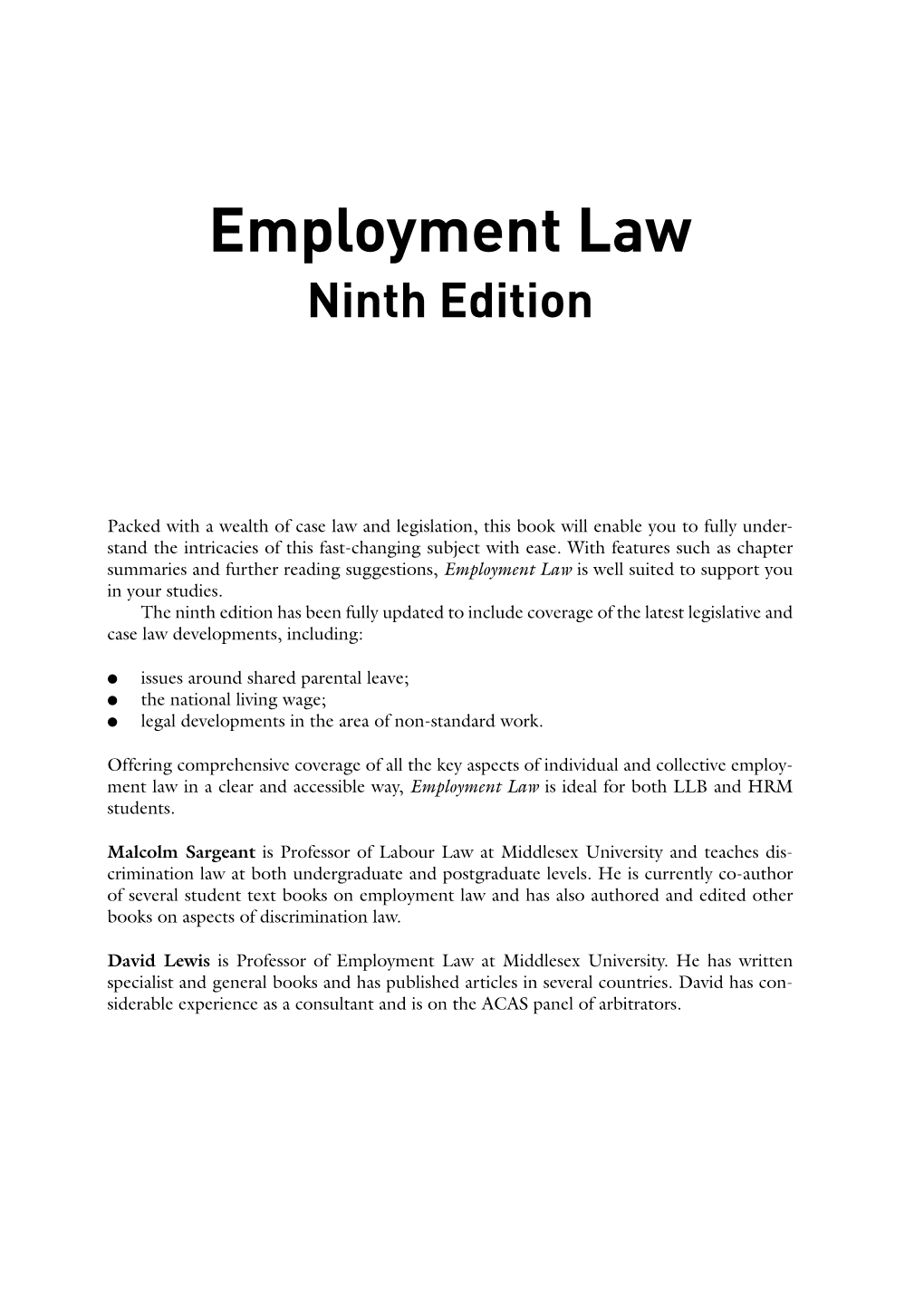Employment Law Ninth Edition