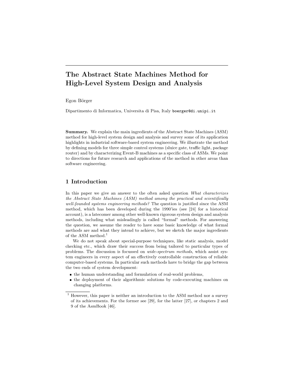 The Abstract State Machines Method for High-Level System Design and Analysis