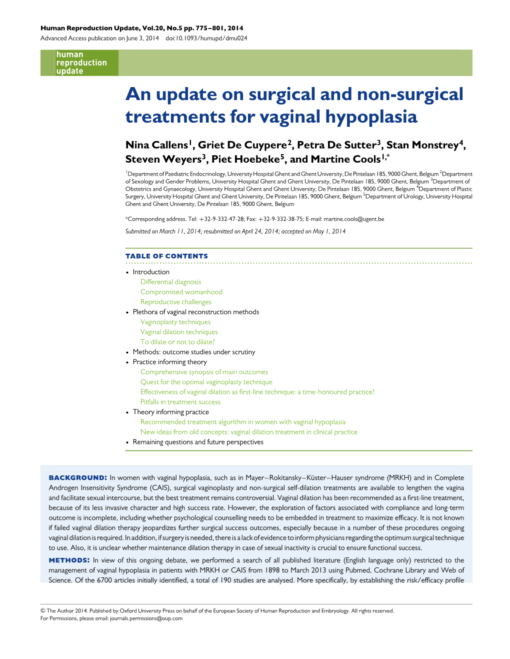 An Update on Surgical and Non-Surgical Treatments for Vaginal Hypoplasia