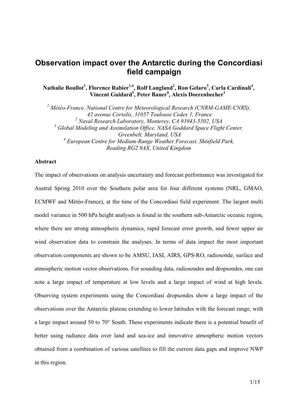 Observation Impact Over the Antarctic During the Concordiasi Field Campaign