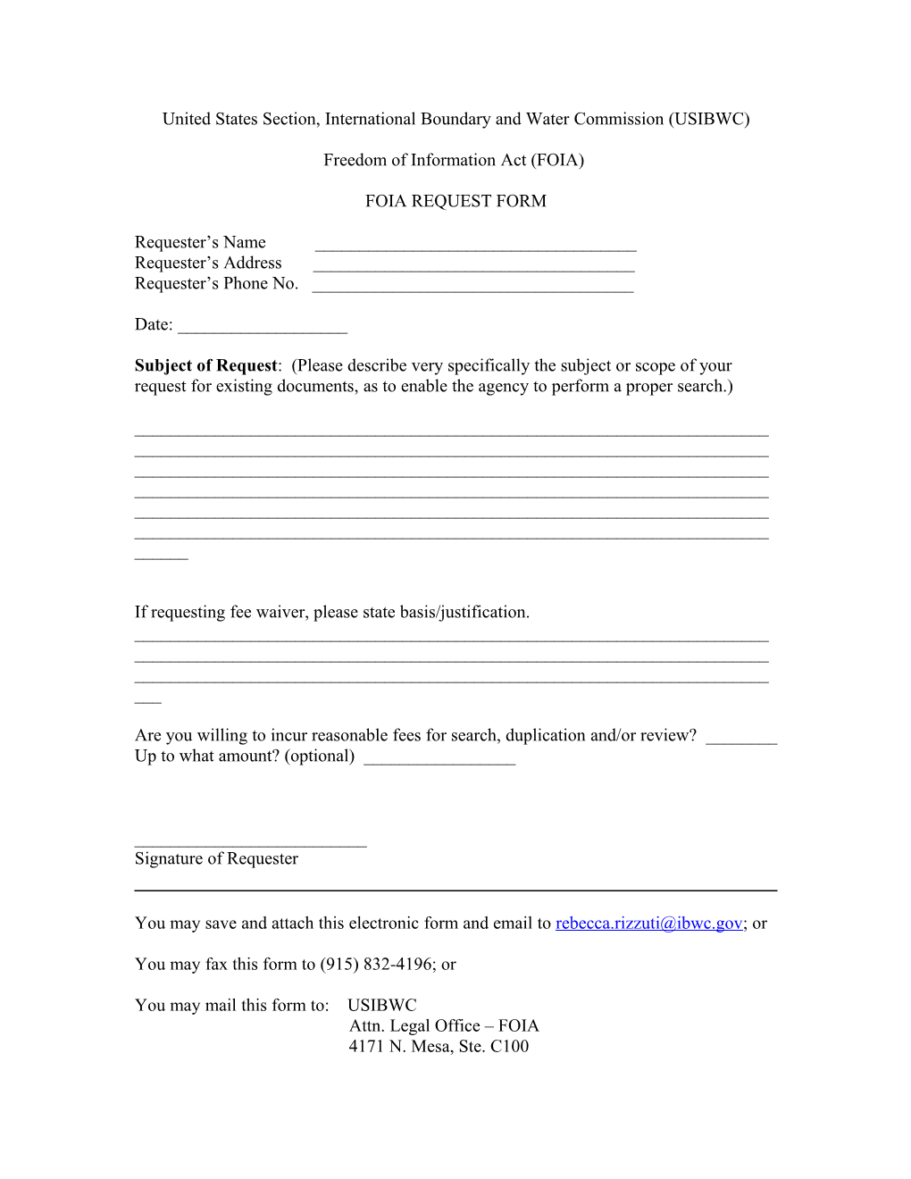 United States Section, International Boundary and Water Commission (USIBWC)