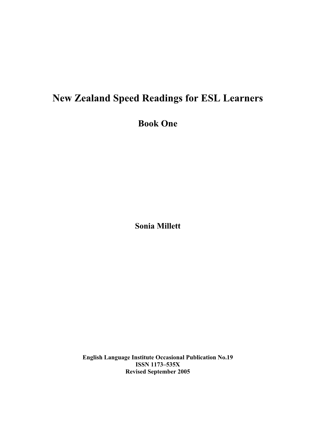 New Zealand Speed Readings for ESL Learners
