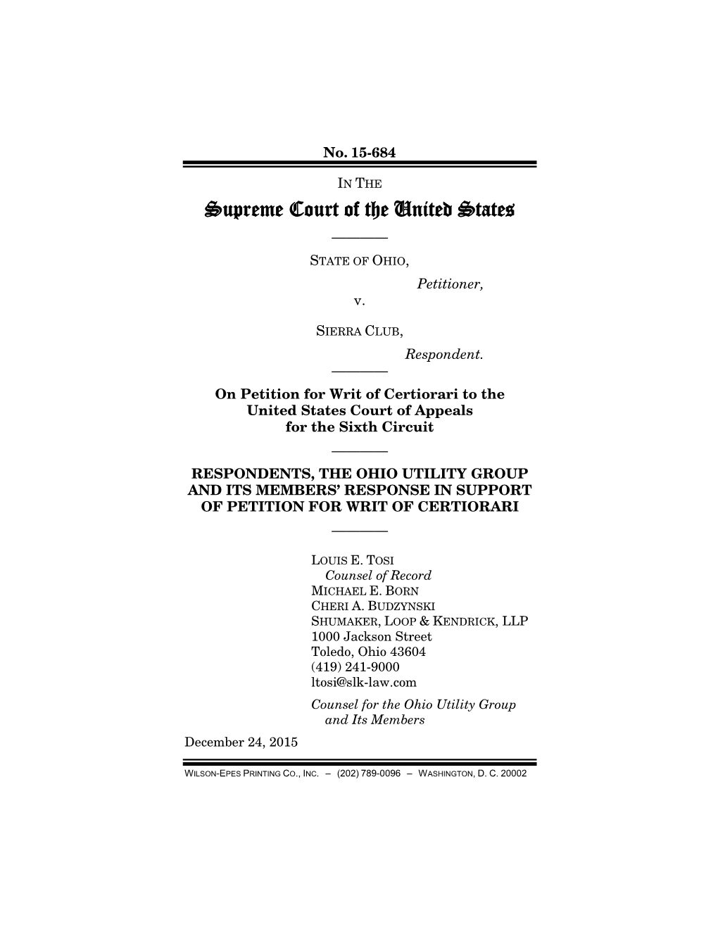 Supreme Court of the United States ———— STATE of OHIO, Petitioner, V