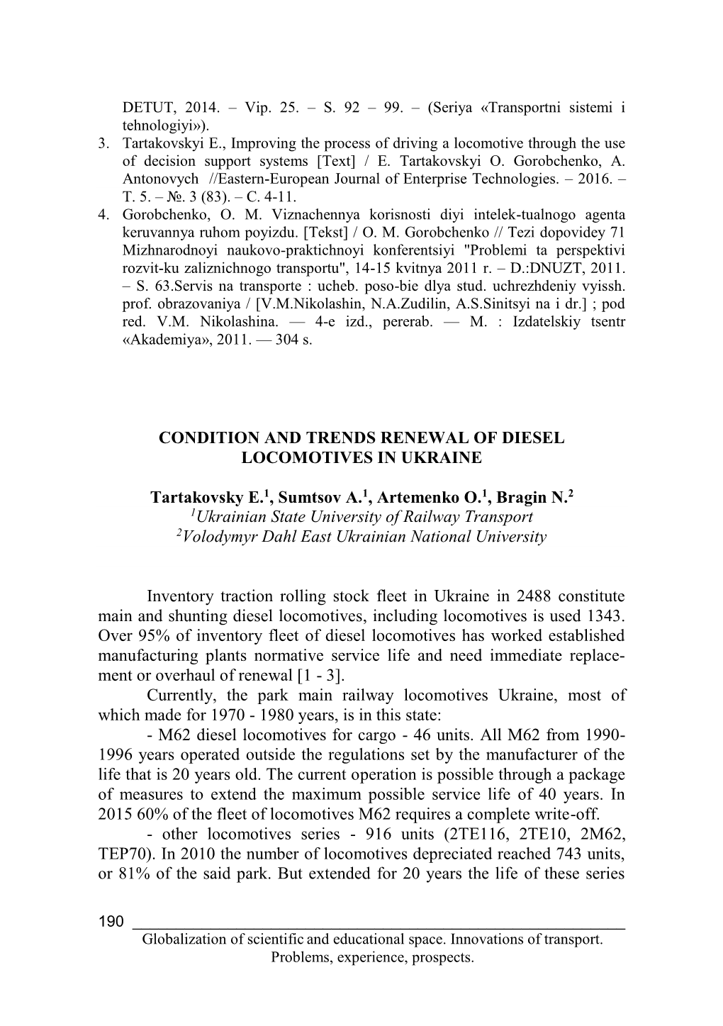 Condition and Trends Renewal of Diesel Locomotives in Ukraine