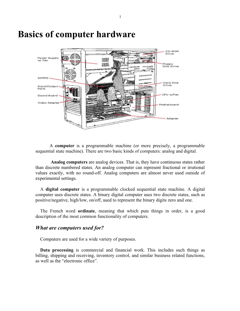 Basics of Computer Hardware