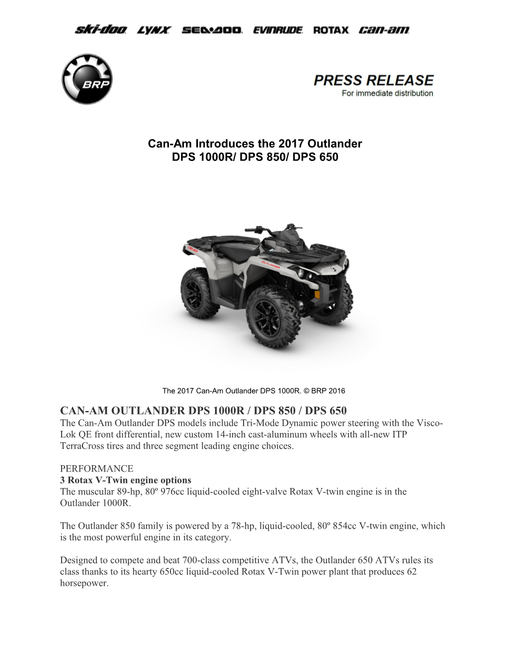 Can-Am Outlander Dps 1000R / Dps 850 / Dps 650