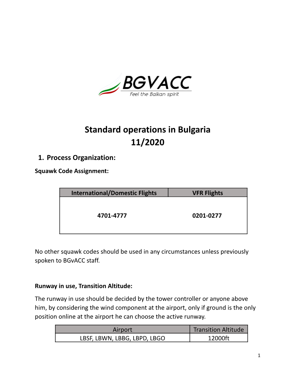 Standard Operations in Bulgaria 11/2020 1