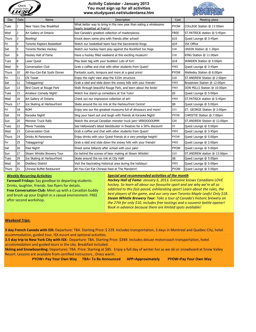 January 2013 Activity Calendar(1)