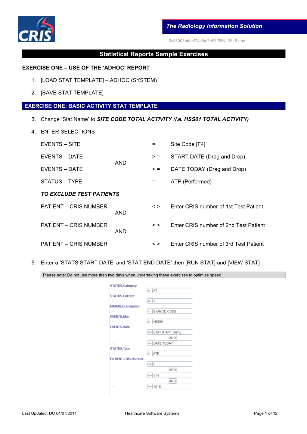 Statistical Reports Course Guide