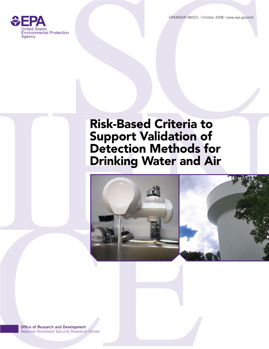 Risk-Based Criteria to Support Validation of Detection Methods for Scdrinking Water and Air IEN