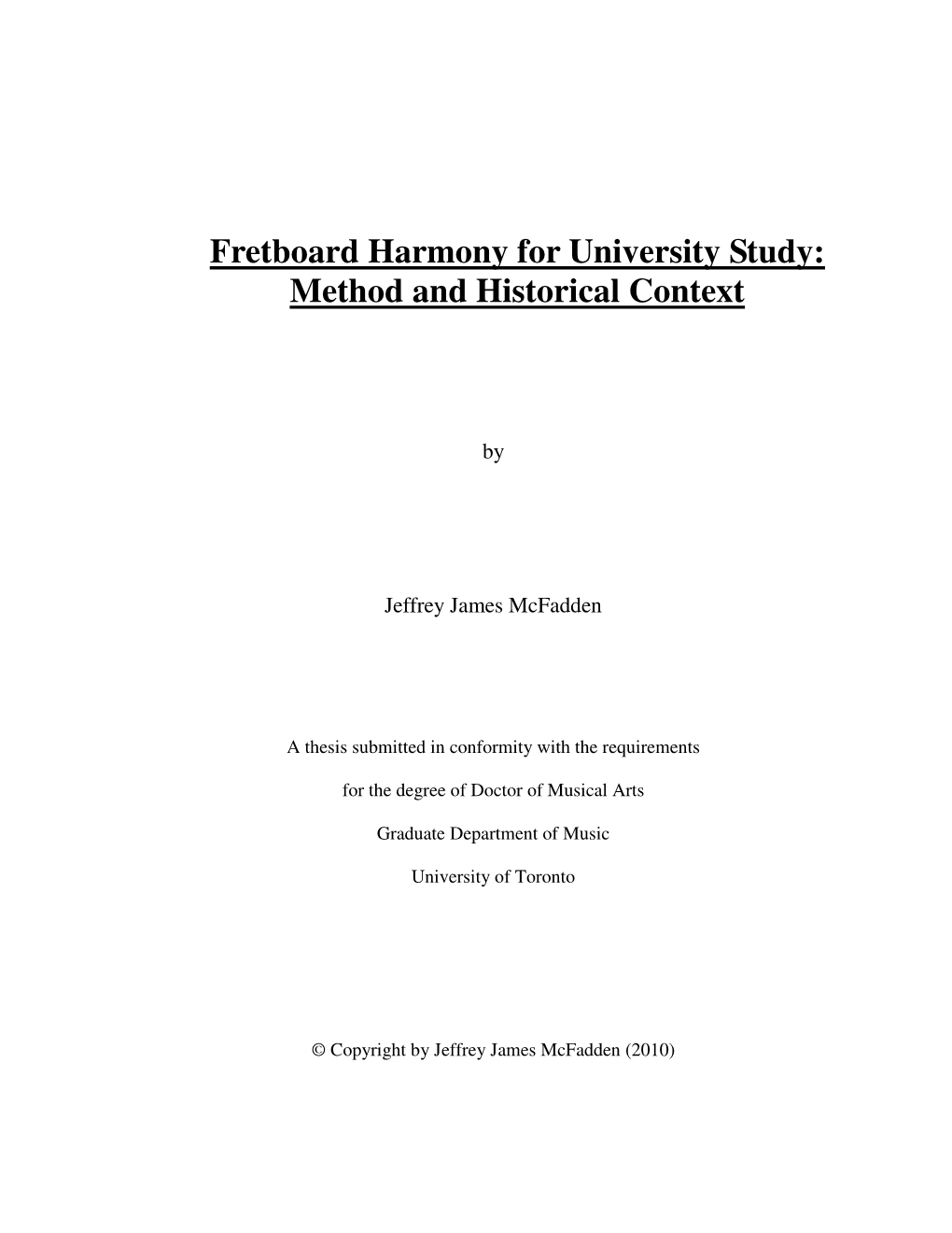 Fretboard Harmony for University Study: Method and Historical Context