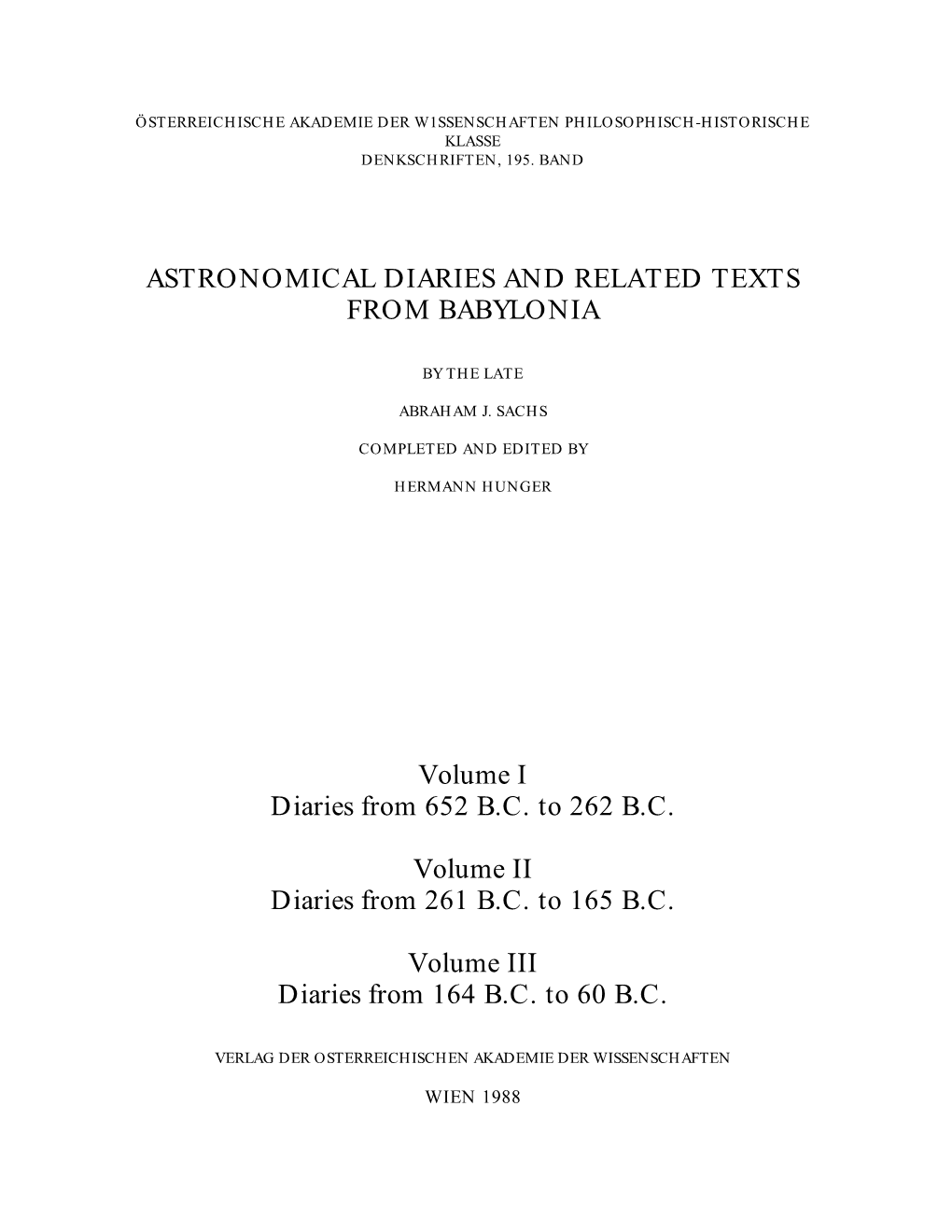 Astronomical Diaries and Related Texts from Babylonia