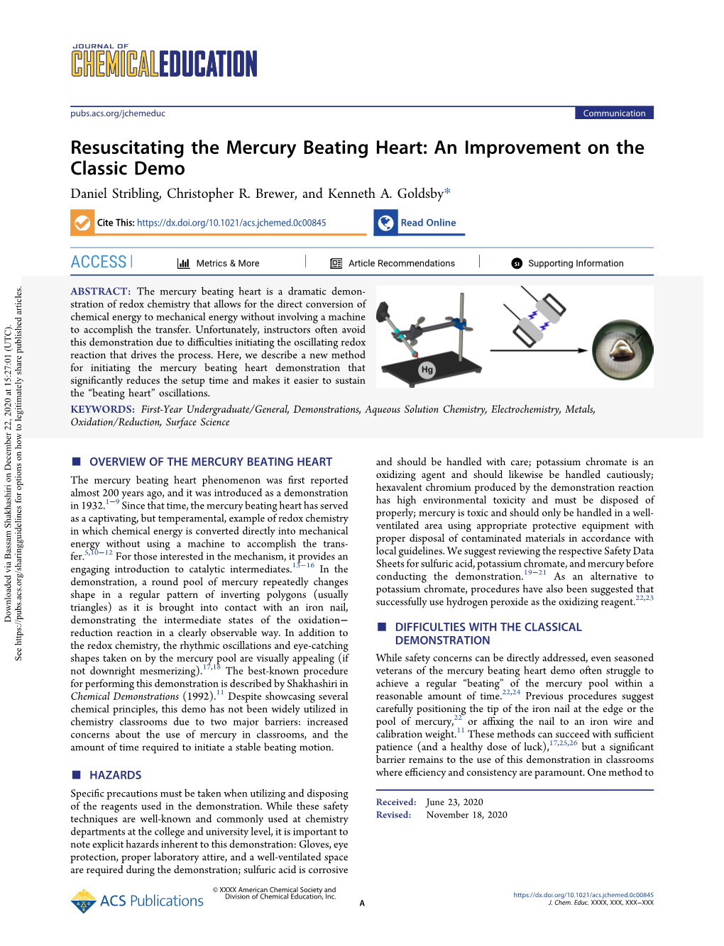 Resuscitating the Mercury Beating Heart: an Improvement on the Classic Demo Daniel Stribling, Christopher R