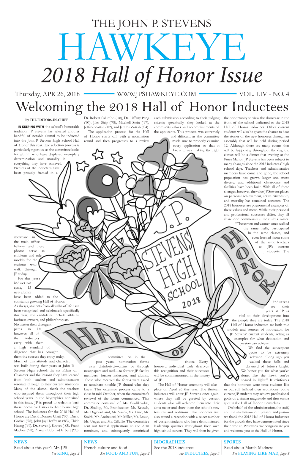 2018 Hall of Honor Issue Thursday, APR 26, 2018 VOL