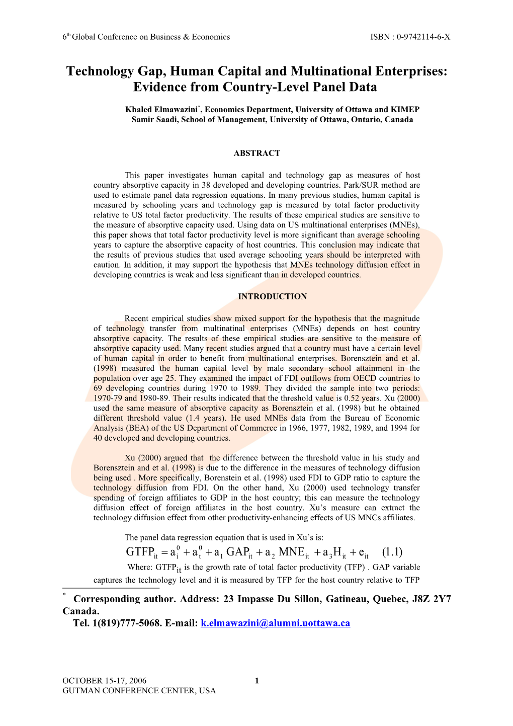 Technology Gap, Human Capital and Multinational Enterprises: Evidence from Country-Level