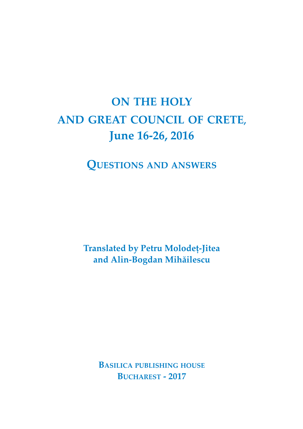 On the Holy and Great Council of Crete