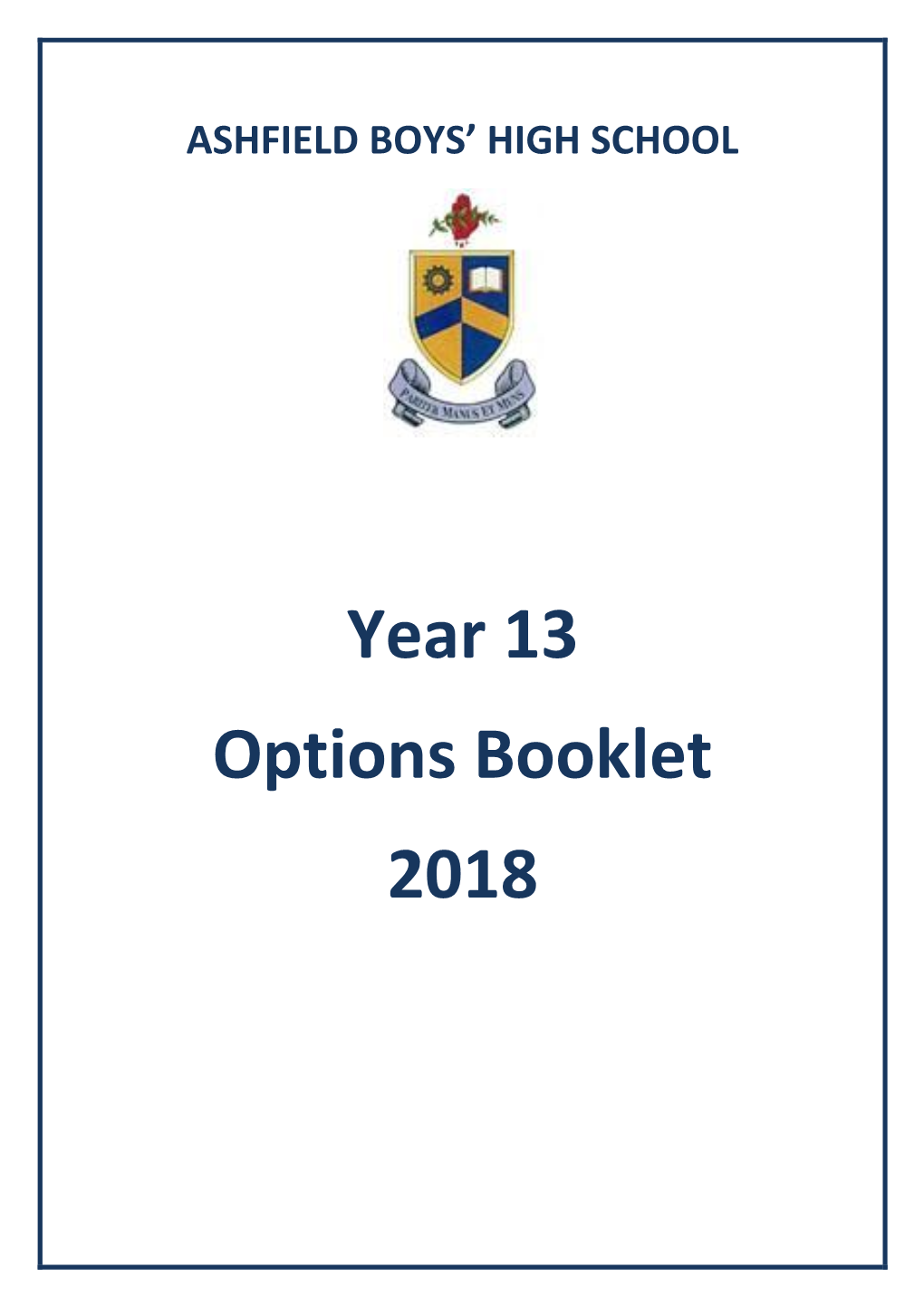Year 13 Options Booklet 2018