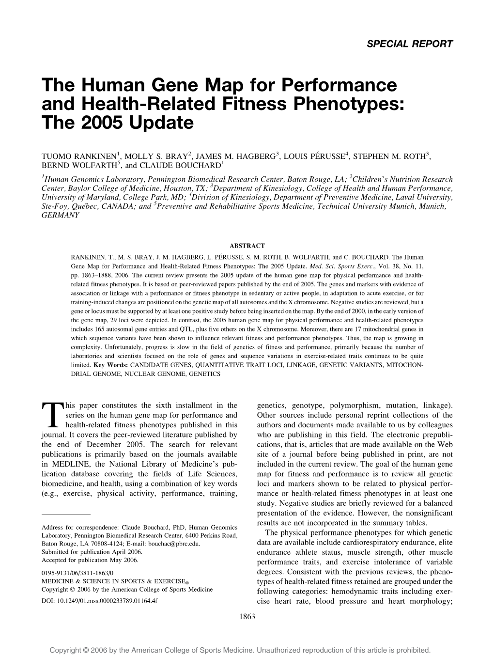 Human Gene Map and Performance