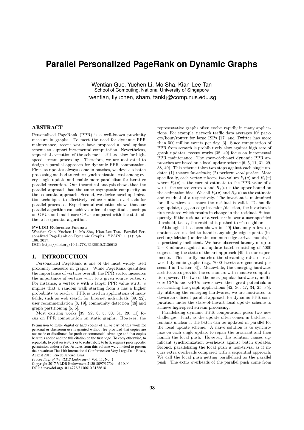 Parallel Personalized Pagerank on Dynamic Graphs