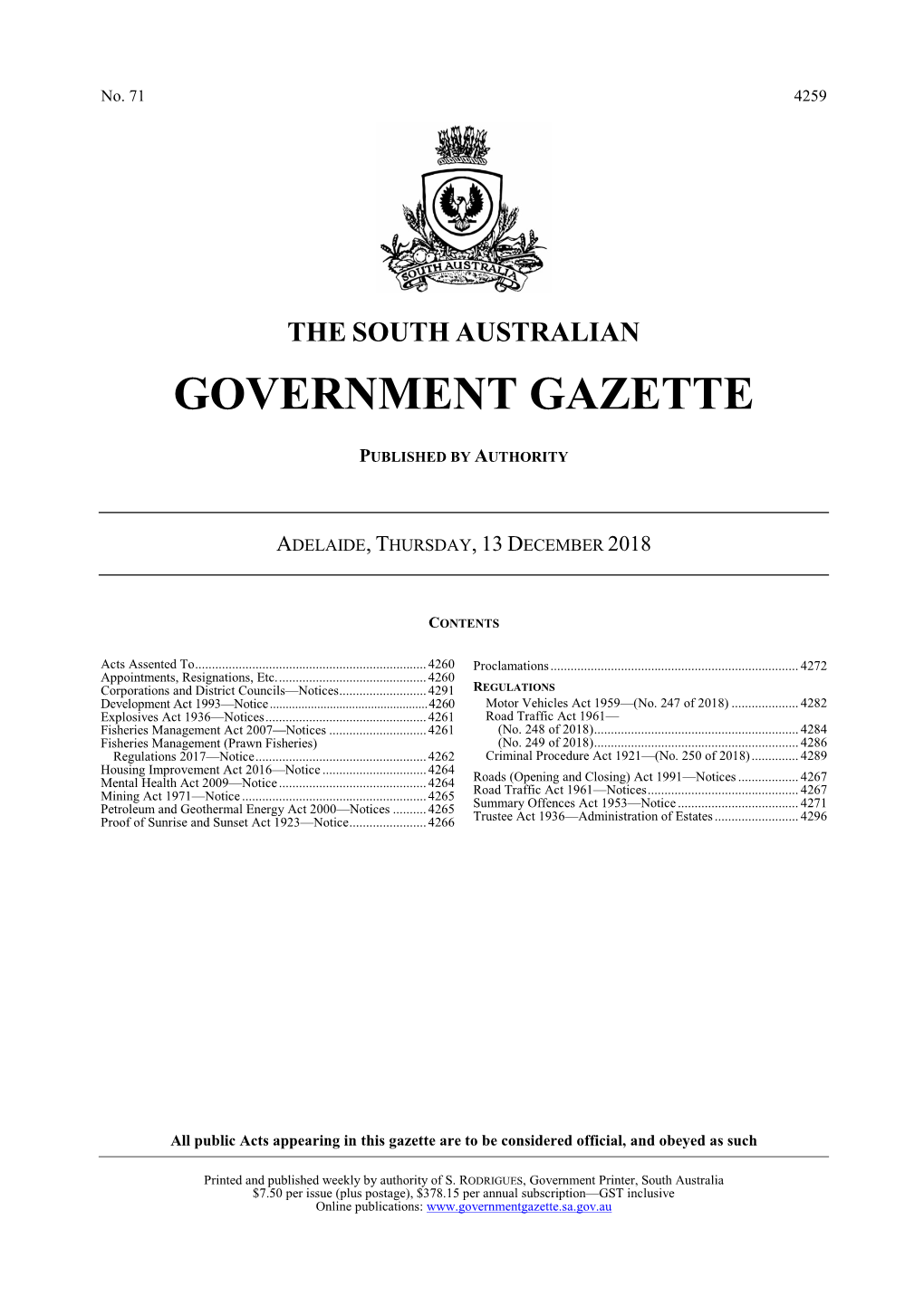 South Australian Government Gazette