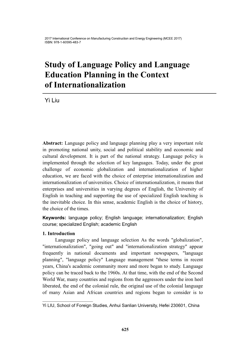 Study of Language Policy and Language Education Planning in the Context
