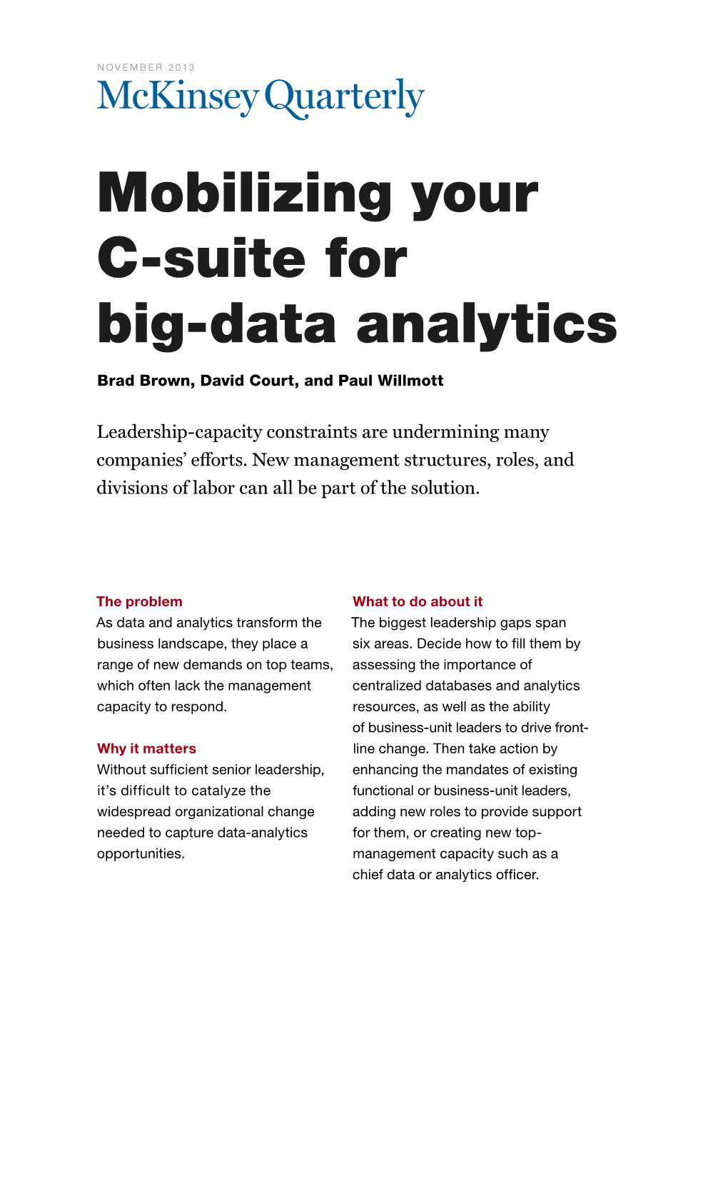 Mobilizing Your C-Suite for Big-Data Analytics