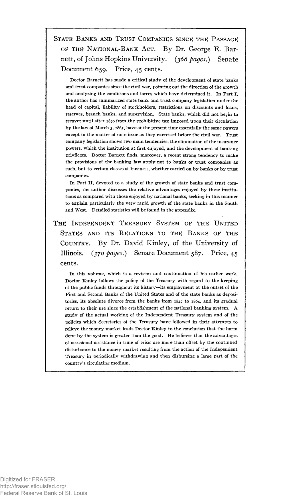 659. State Banks and Trust Companies Since the Passage of the National-Bank