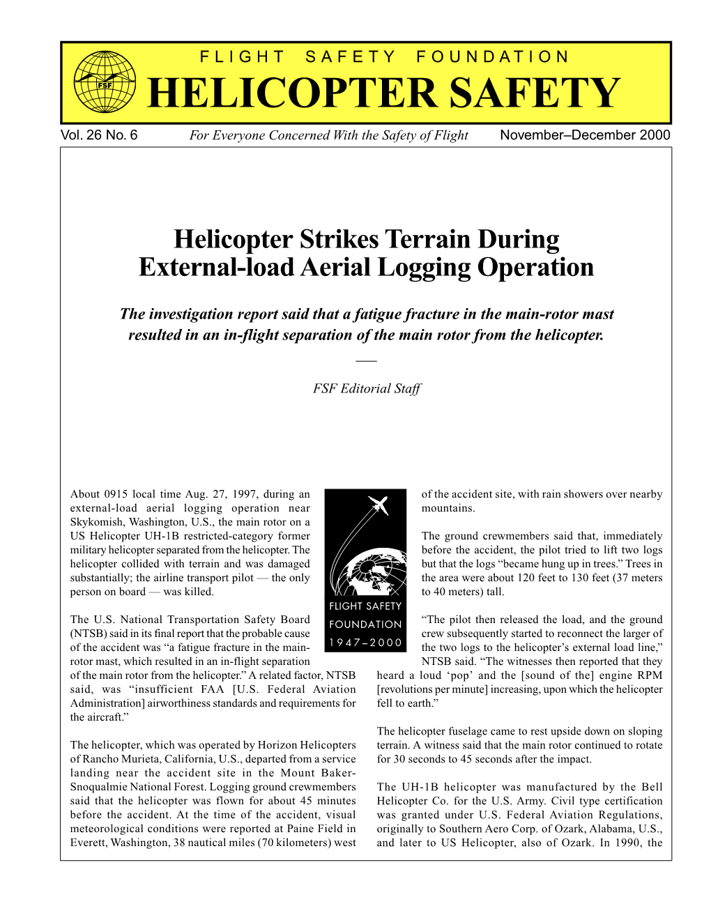 Helicopter Safety November-December 2000