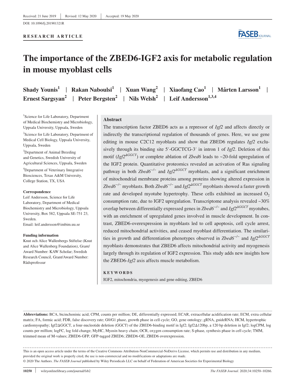 The Importance of the ZBED6‐IGF2 Axis for Metabolic Regulation In