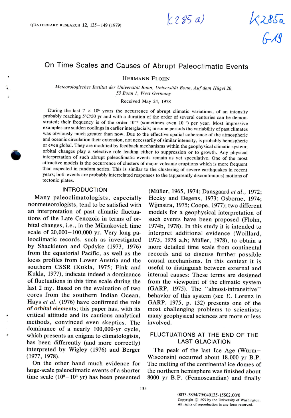 On Time Scales and Causes of Abrupt Paleoclimatic Events