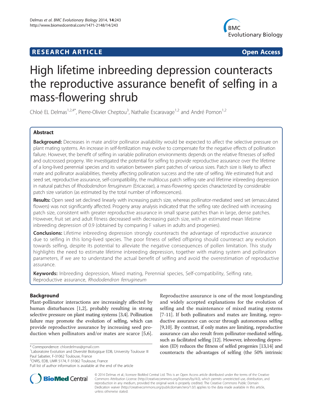 High Lifetime Inbreeding Depression Counteracts the Reproductive