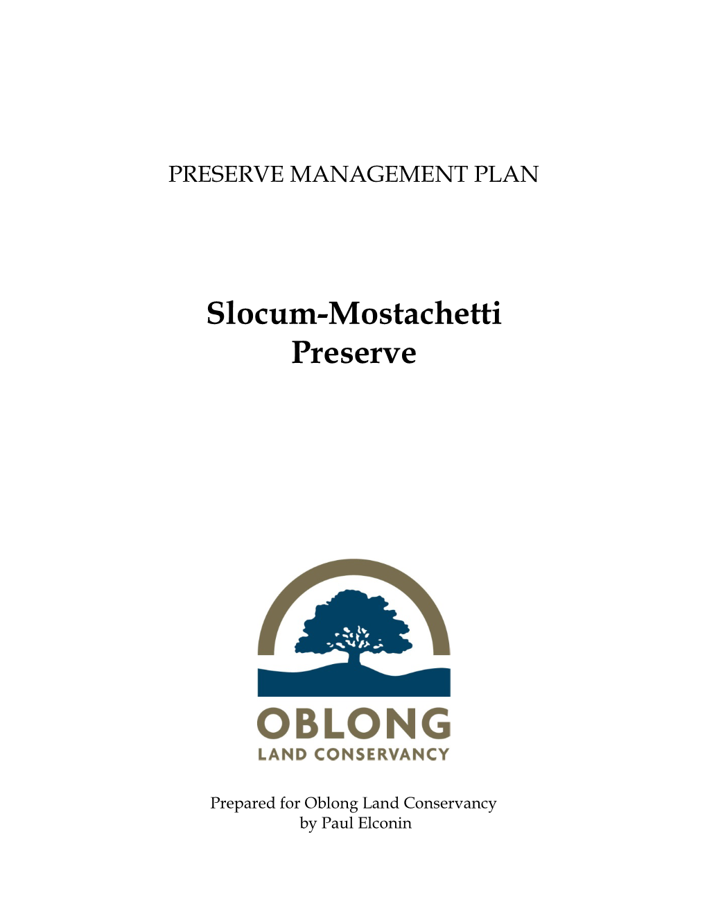 Management Plan Slocum-Mostachetti Preserve